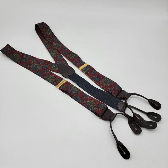 NWOT PELICAN USA SUSPENDERS Red Paisley Like Pattern Made In USA NEW - Picture 1 of 5